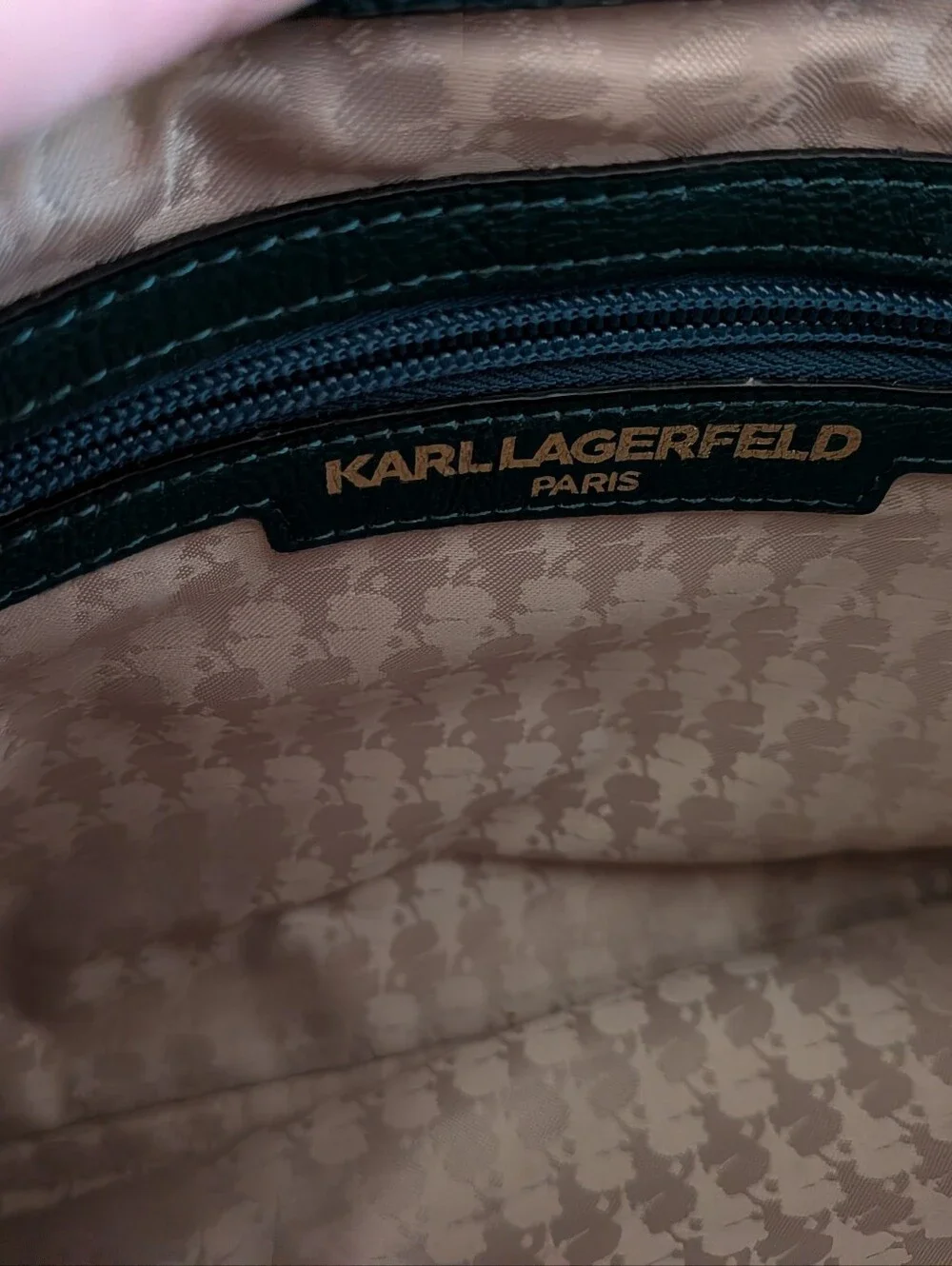 Karl Lagerfeld Green Leather Satchel with Shoulder Strap